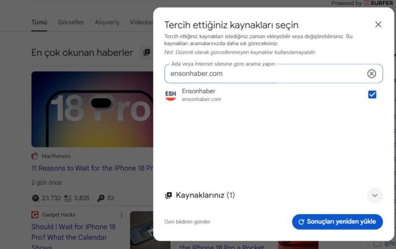 Google Arama’da Yeni Dönem: Artık Sevdiğiniz Siteleri Daha Çok Görebileceksiniz