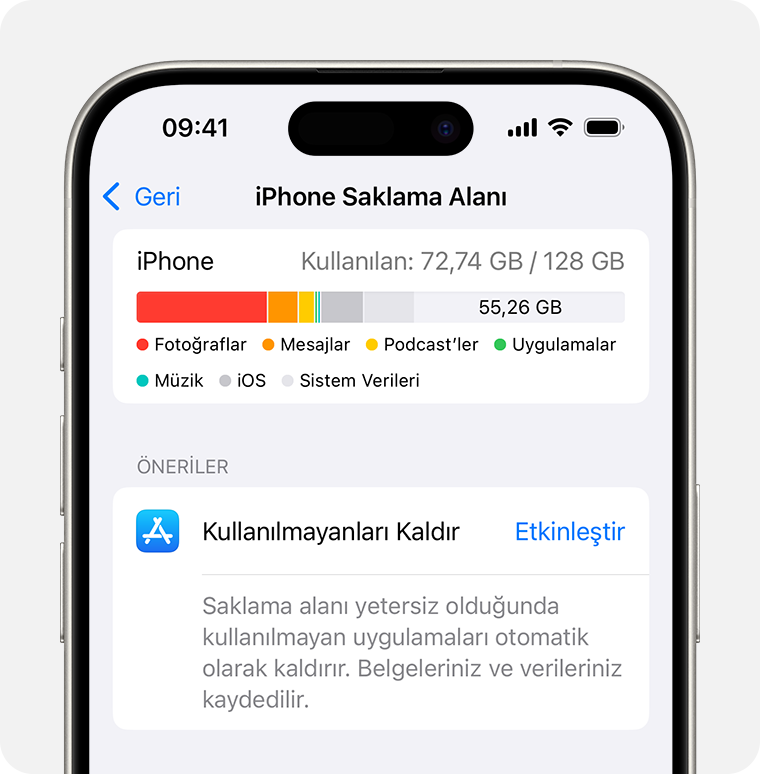 iPhone depolama alanı boşaltma